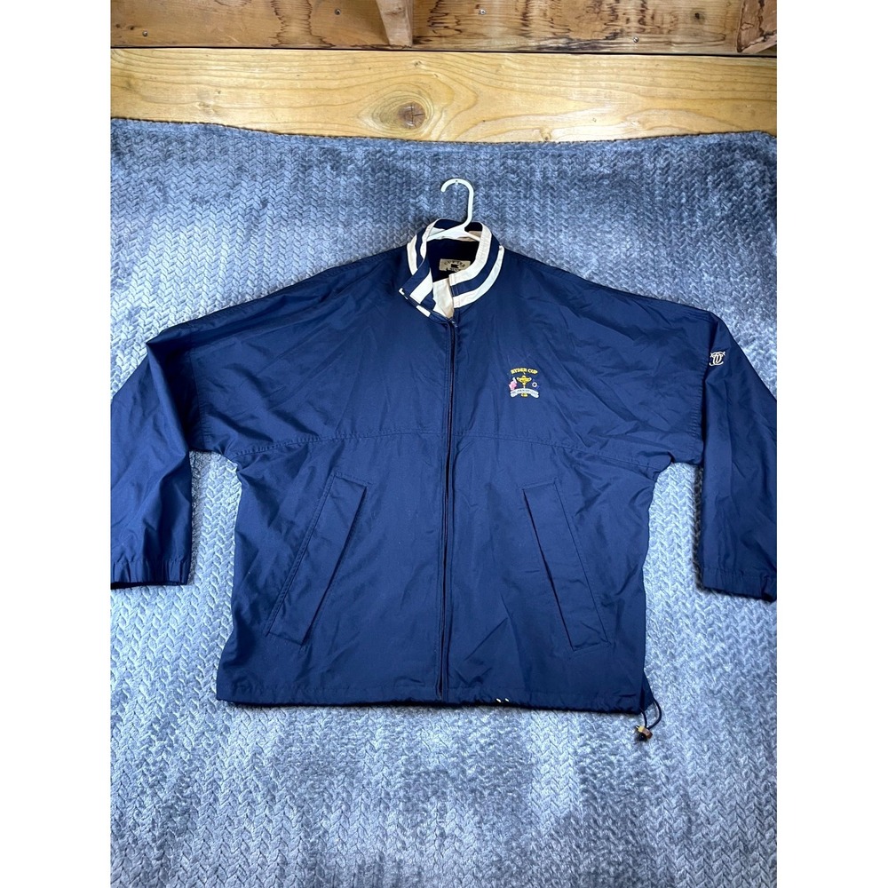 Vintage 90s Cutter & Buck Windbreaker Jacket Mens Large Navy Blue Ryder Cup Logo